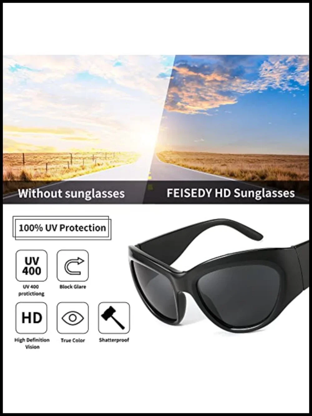 Oversized Shield Sunglasses UV400 Protection Wrap Around Futuristic